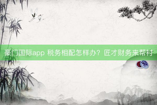 豪门国际app 税务相配怎样办？匠才财务来帮衬