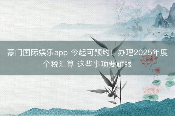 豪门国际娱乐app 今起可预约！办理2025年度个税汇算 这些事项要耀眼