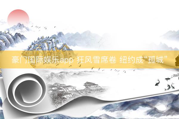豪门国际娱乐app 狂风雪席卷 纽约成“孤城”